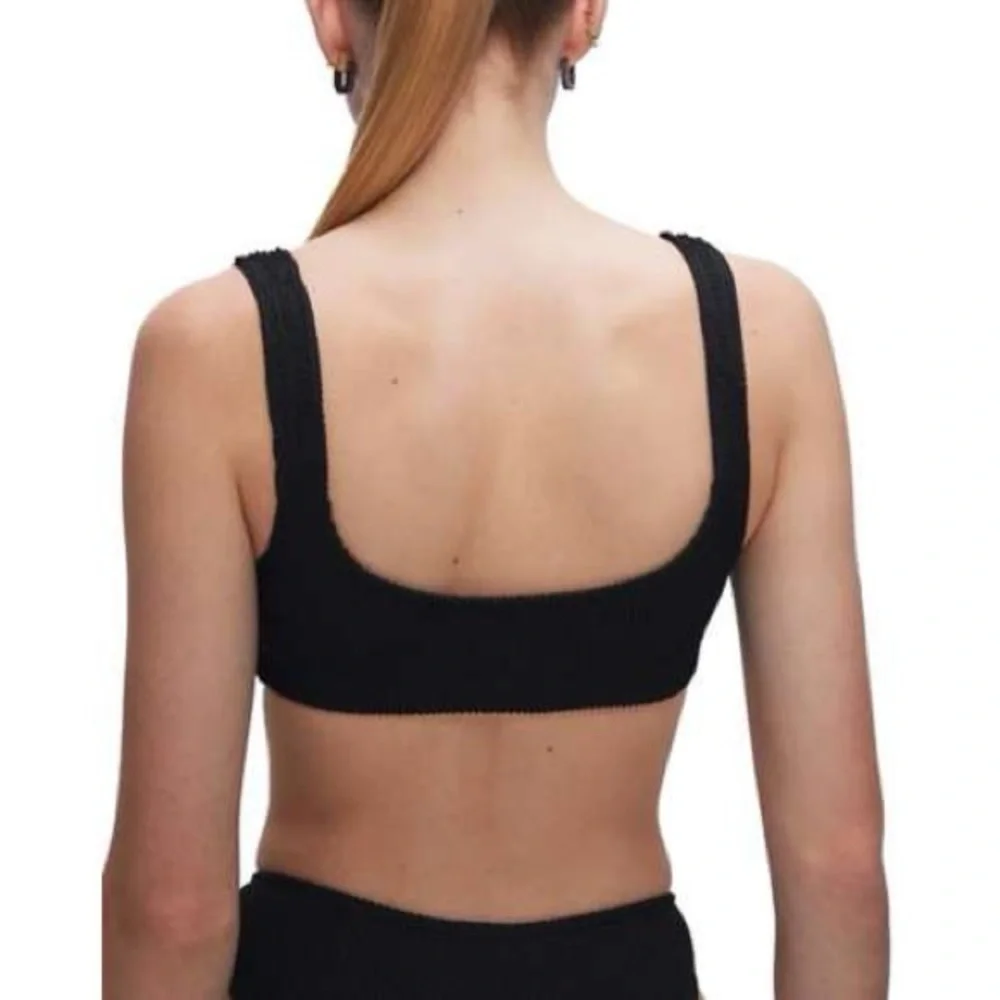 SOLD!!! Good American Always Fits Scoop Swim Bikini Top Ribbed Black - Picture 3 of 9